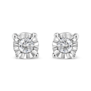 .925 Sterling Silver 1/10 Cttw Round Brilliant-Cut Diamond Miracle-Set Stud Earrings