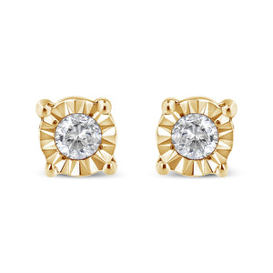.925 Sterling Silver 1/10 Cttw Round Brilliant-Cut Diamond Miracle-Set Stud Earrings