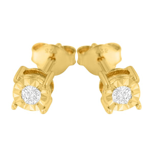 .925 Sterling Silver 1/10 Cttw Round Brilliant-Cut Diamond Miracle-Set Stud Earrings