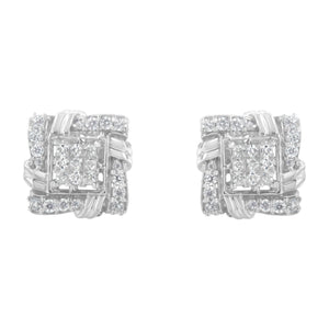 .925 Sterling Silver 1/2 Cttw Round-Cut Diamond Stud Earrings (I-J Color, I1-I2 Clarity)