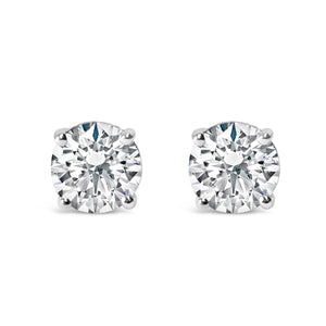 IGI Certified 14K White Gold 1 1/2 Cttw Lab Grown Diamond Solitaire Stud Earrings with Screwbacks (H-I Color, VS1-VS2 Clarity)