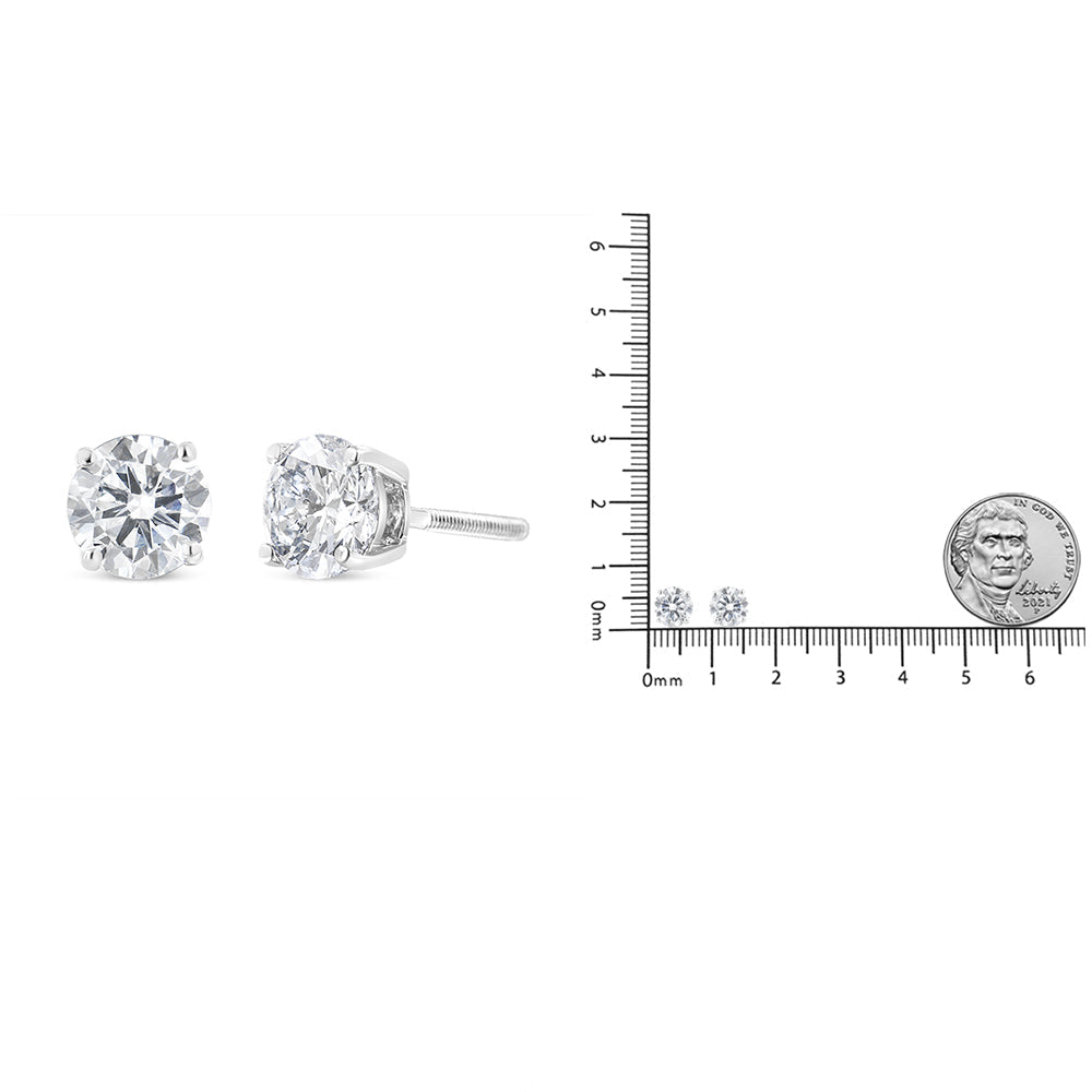 14K Gold Round Lab Grown Diamond Solitaire Stud Earrings with Screw Backs