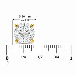 14K Gold Round Lab Grown Diamond Solitaire Stud Earrings with Screw Backs