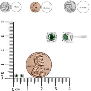 Sterling Silver Rose Cut Treated Green Diamond Solitaire Stud Earrings (0.25 cttw, Green Color, I2-I3 Clarity)