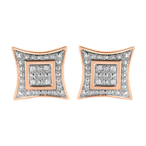 .925 Sterling Silver Diamond Accented 4-Stone Four Pointed Star Shaped Halo-Style Stud Earrings (H-I Color, I2-I3 Clarity)