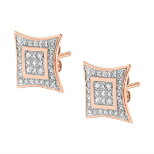 .925 Sterling Silver Diamond Accented 4-Stone Four Pointed Star Shaped Halo-Style Stud Earrings (H-I Color, I2-I3 Clarity)
