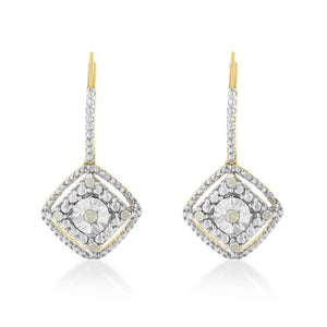 Sterling Silver Rose Diamond Dangle Earring (0.25 cttw, I-J Color, I2-I3 Clarity)