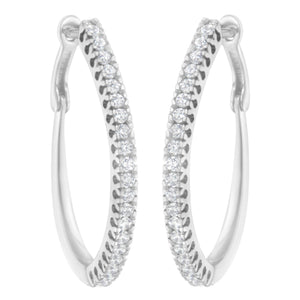 10KT White Gold 1/2 cttw Diamond Hoop Earrings (I-J, I2-I3)