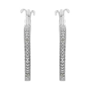 .925 Sterling Silver Miracle-Set Diamond Pave Style Hoop Earrings (I-J Color, I3 Clarity)