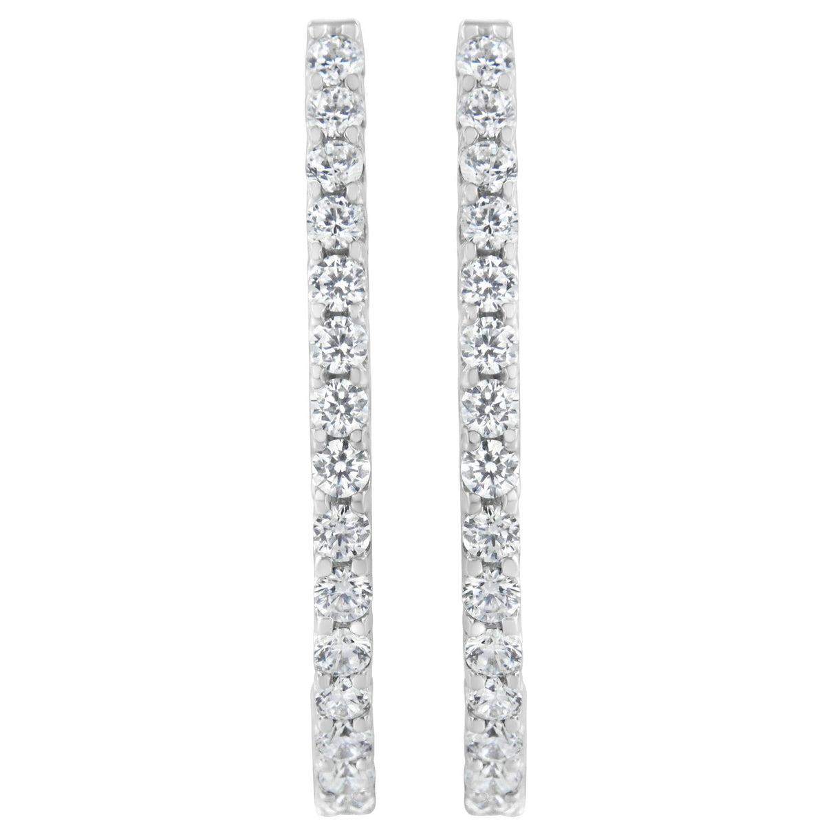 14K White Gold 2.0 Cttw Round Brilliant Cut Diamond Oblong Hinged Leverback Hoop Earrings (I-J Color, I1-I2 Clarity)