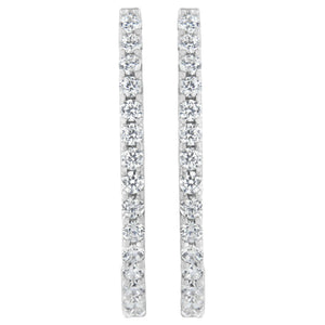 14K White Gold 2.0 Cttw Round Brilliant Cut Diamond Oblong Hinged Leverback Hoop Earrings (I-J Color, I1-I2 Clarity)