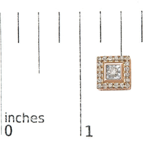 14K Rose Gold Plated .925 Sterling Silver 1/2 Cttw Diamond Halo Square-Shaped Frame Stud Earring (I-J Color, I3 Clarity)
