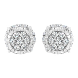 .925 Sterling Silver 1/3 cttw Round-cut Diamond Floral Stud Earring (I-J Clarity, I3 Color)