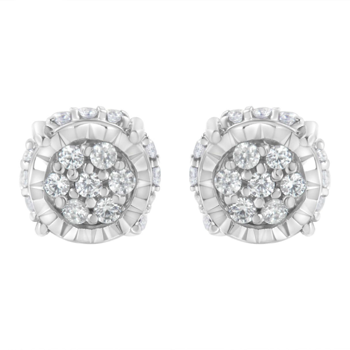.925 Sterling Silver 1/3 cttw Round-cut Diamond Floral Stud Earring (I-J Clarity, I3 Color)