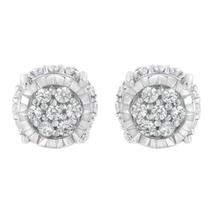 .925 Sterling Silver 1/3 cttw Round-cut Diamond Floral Stud Earring (I-J Clarity, I3 Color)