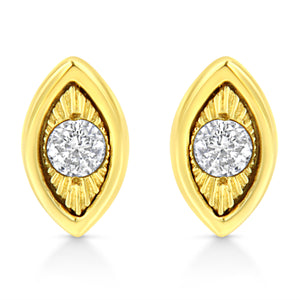 10K Yellow Gold Plated .925 Sterling Silver 1/10 Cttw Miracle-Set Diamond Circle Shape Stud Earrings (K-L Color, I2-I3 Clarity)