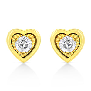 10K Yellow Gold Plated .925 Sterling Silver 1/10 Cttw Miracle-Set Diamond Circle Shape Stud Earrings (K-L Color, I2-I3 Clarity)