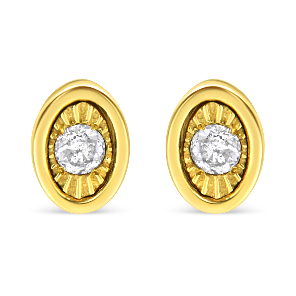 10K Yellow Gold Plated .925 Sterling Silver 1/10 Cttw Miracle-Set Diamond Circle Shape Stud Earrings (K-L Color, I2-I3 Clarity)
