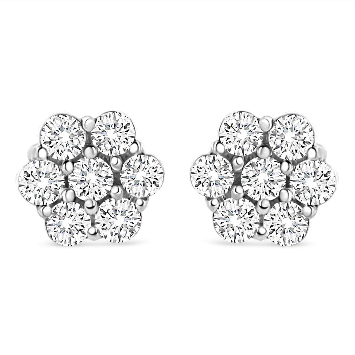 14K White Gold 1/2 cttw Round-Cut Diamond Floral Stud Earrings (I-J Color, SI2-I1 Clarity)