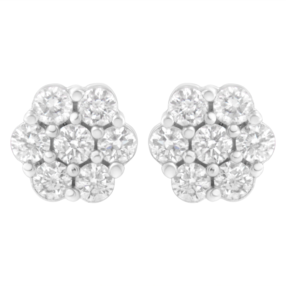 14KT White Gold 1 cttw Diamond Composite Stud Earrings (I-J, SI2-I1)