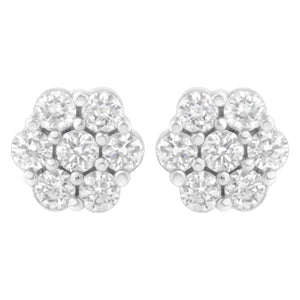 14KT White Gold 1 cttw Diamond Composite Stud Earrings (I-J, SI2-I1)