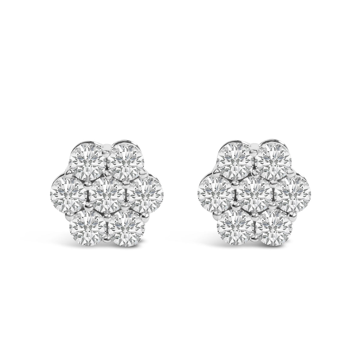 14KT White Gold 1 cttw Diamond Composite Stud Earrings (I-J, SI2-I1)