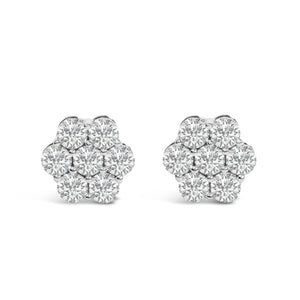 14KT White Gold 1 cttw Diamond Composite Stud Earrings (I-J, SI2-I1)
