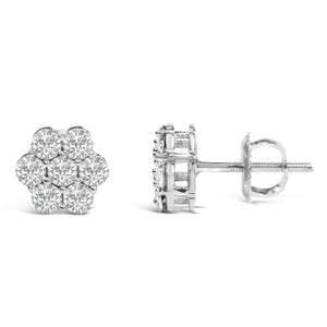 14KT White Gold 1 cttw Diamond Composite Stud Earrings (I-J, SI2-I1)