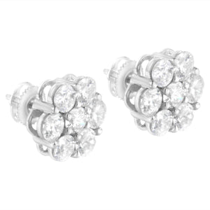 14K White Gold 4 cttw Diamond Flower Earring (H-I Clarity, SI2-I1 Color)