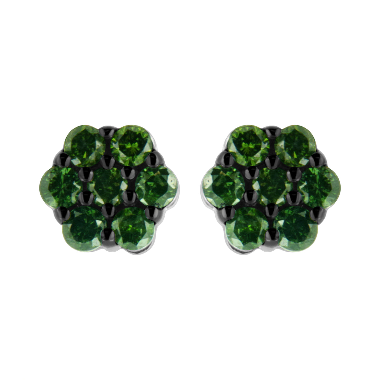 .925 Sterling Silver 1/4 Cttw Treated Yellow Diamond Floral Stud Earrings (Yellow Color, I1-I2 Clarity)