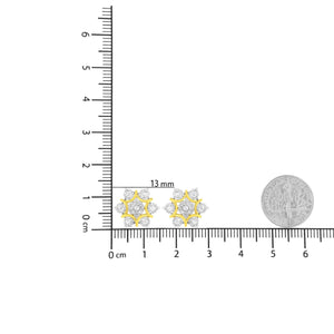 10K Yellow Gold Plated .925 Sterling Silver 1/4 Cttw Miracle Set Round-Cut Diamond Floral Earring (I-J Color, I2-I3 Clarity)
