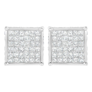 10K White Gold 2ct TDW Princess-Cut Composite Diamond Stud Earring (I-J ,I2-I3)