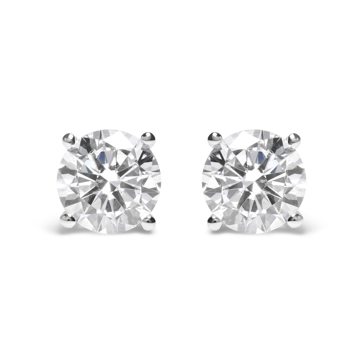 IGI Certified 14K White Gold 5.00 Cttw Round Brilliant-Cut Lab Grown Diamond Classic 4-Prong Stud Earrings with Screw Backs (F-G Color, SI1 Clarity)