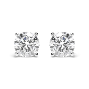 IGI Certified 14K White Gold 5.00 Cttw Round Brilliant-Cut Lab Grown Diamond Classic 4-Prong Stud Earrings with Screw Backs (F-G Color, SI1 Clarity)