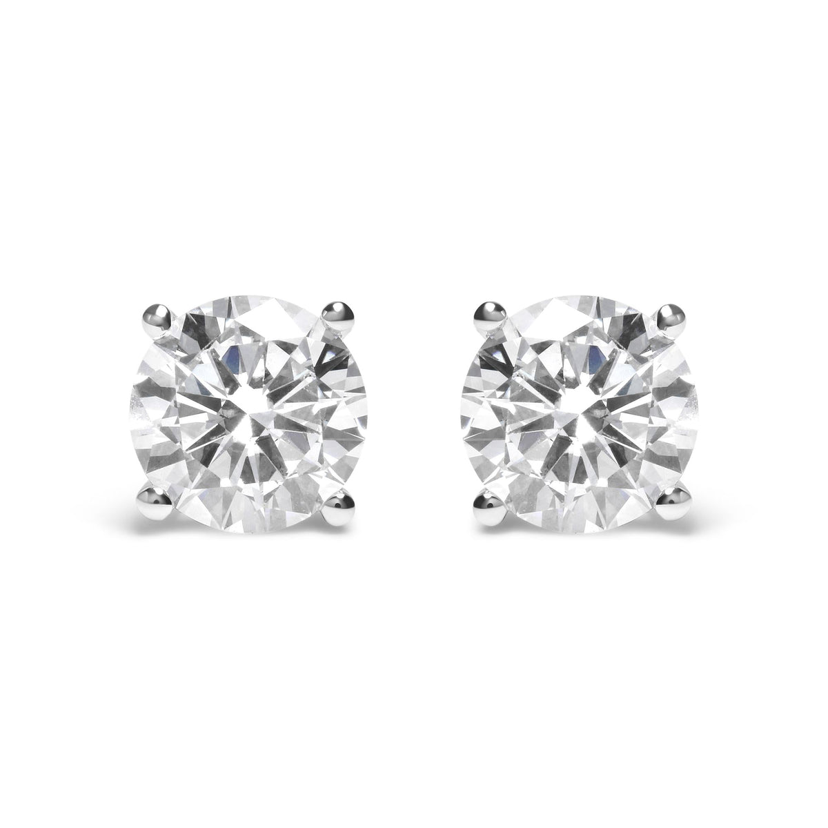 14K Gold Round Lab Grown Diamond Solitaire Stud Earrings with Screw Backs