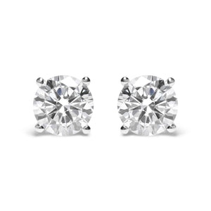 14K Gold Round Lab Grown Diamond Solitaire Stud Earrings with Screw Backs