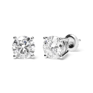 14K Gold Round Lab Grown Diamond Solitaire Stud Earrings with Screw Backs