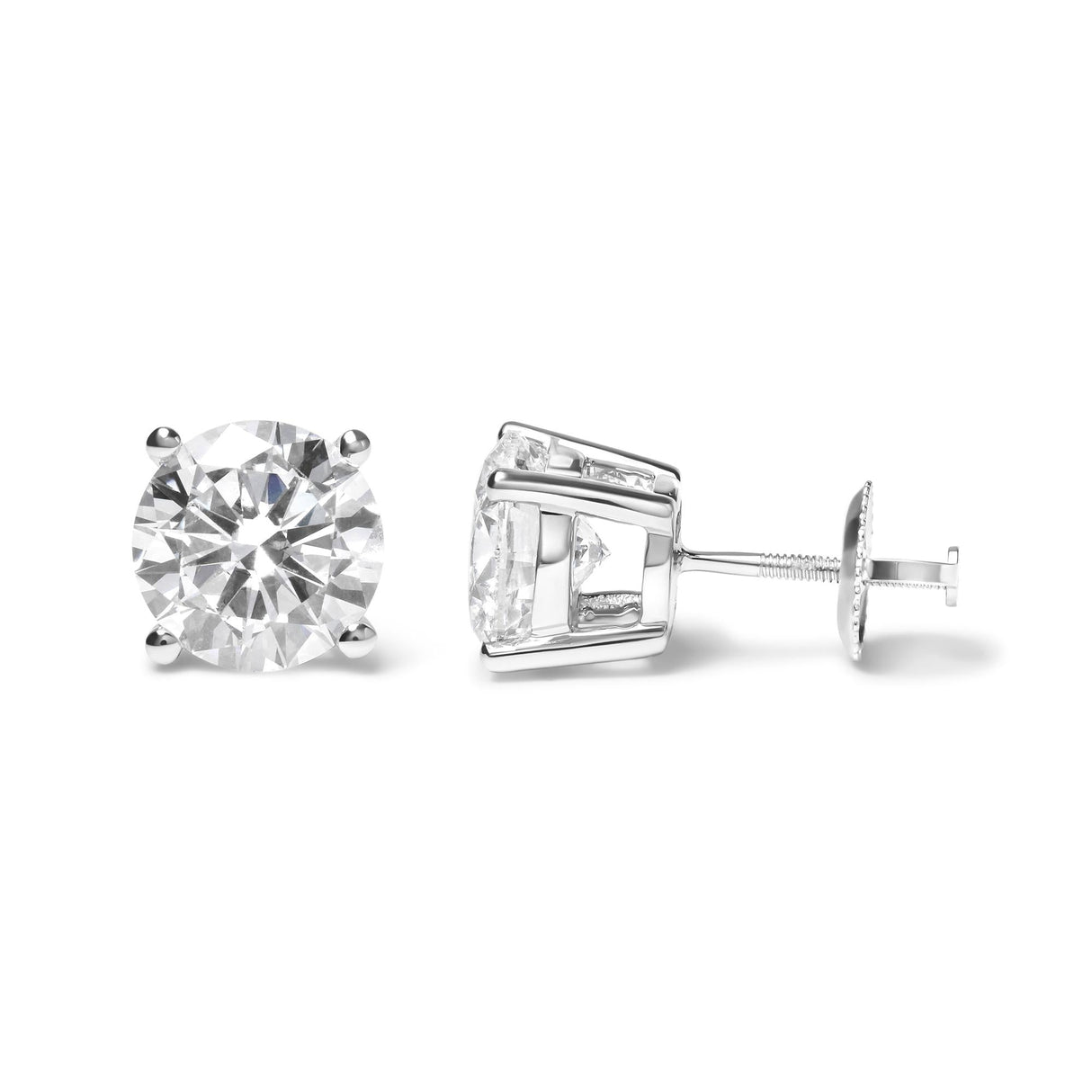 14K Gold Round Lab Grown Diamond Solitaire Stud Earrings with Screw Backs