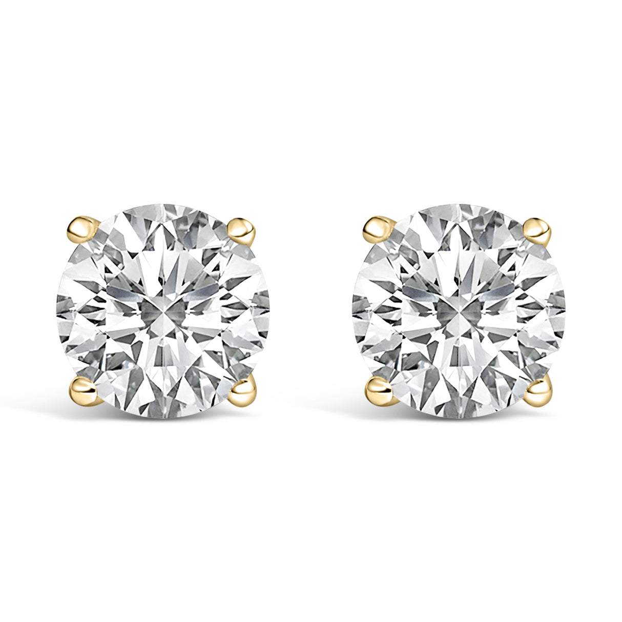 14K White Gold 4.0 Cttw Round Lab Grown Diamond Solitaire Stud Earrings with Screw Backs
