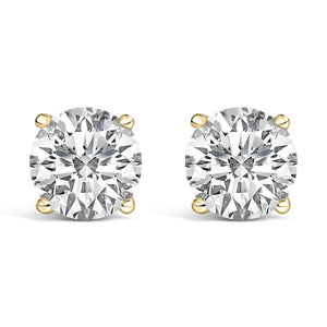 14K White Gold 4.0 Cttw Round Lab Grown Diamond Solitaire Stud Earrings with Screw Backs