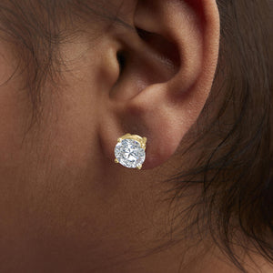 14K Gold Round Lab Grown Diamond Solitaire Stud Earrings with Screw Backs