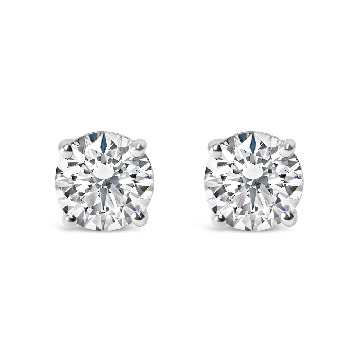 14K Gold Round Lab Grown Diamond Solitaire Stud Earrings with Screw Backs