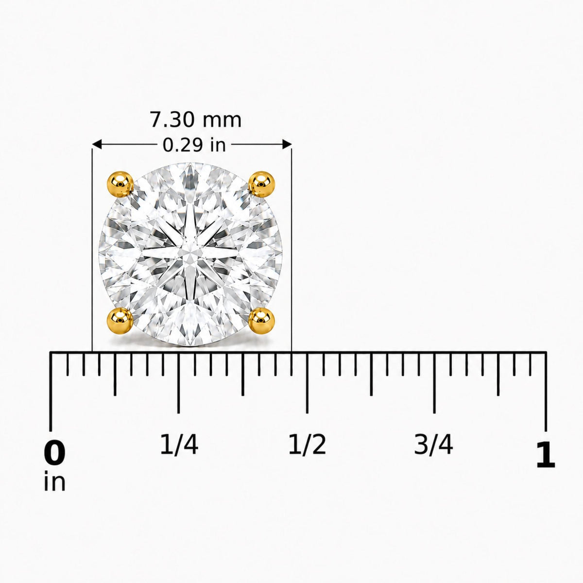 14K Gold Round Lab Grown Diamond Solitaire Stud Earrings with Screw Backs