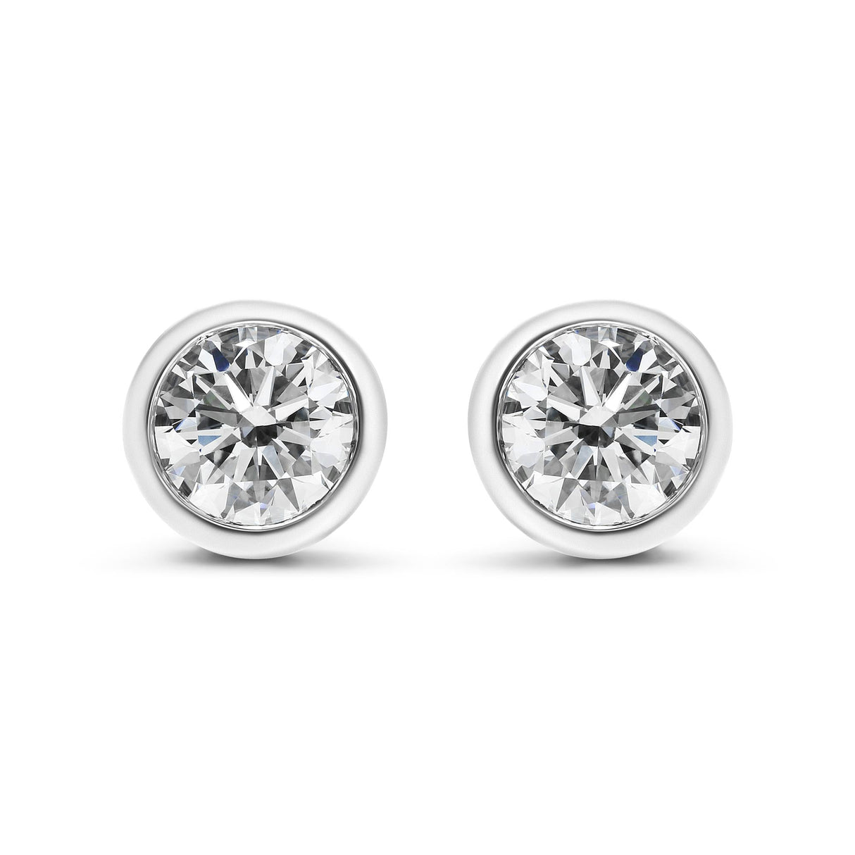 14K Gold Lab Grown Diamond Screw-Back Classic Bezel Solitaire Stud Earrings (G-H Color, VS2-SI1 Clarity)
