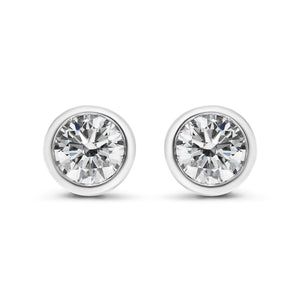 14K Gold Lab Grown Diamond Screw-Back Classic Bezel Solitaire Stud Earrings (G-H Color, VS2-SI1 Clarity)