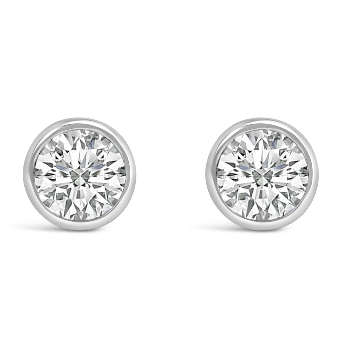 14K White Gold 1.0 Cttw Lab Grown Diamond Screw-Back Classic Bezel Solitaire Stud Earrings (G-H Color, VS2-SI1 Clarity)