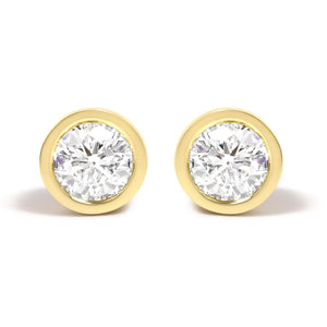 14K Gold Lab Grown Diamond Screw-Back Classic Bezel Solitaire Stud Earrings (G-H Color, VS2-SI1 Clarity)