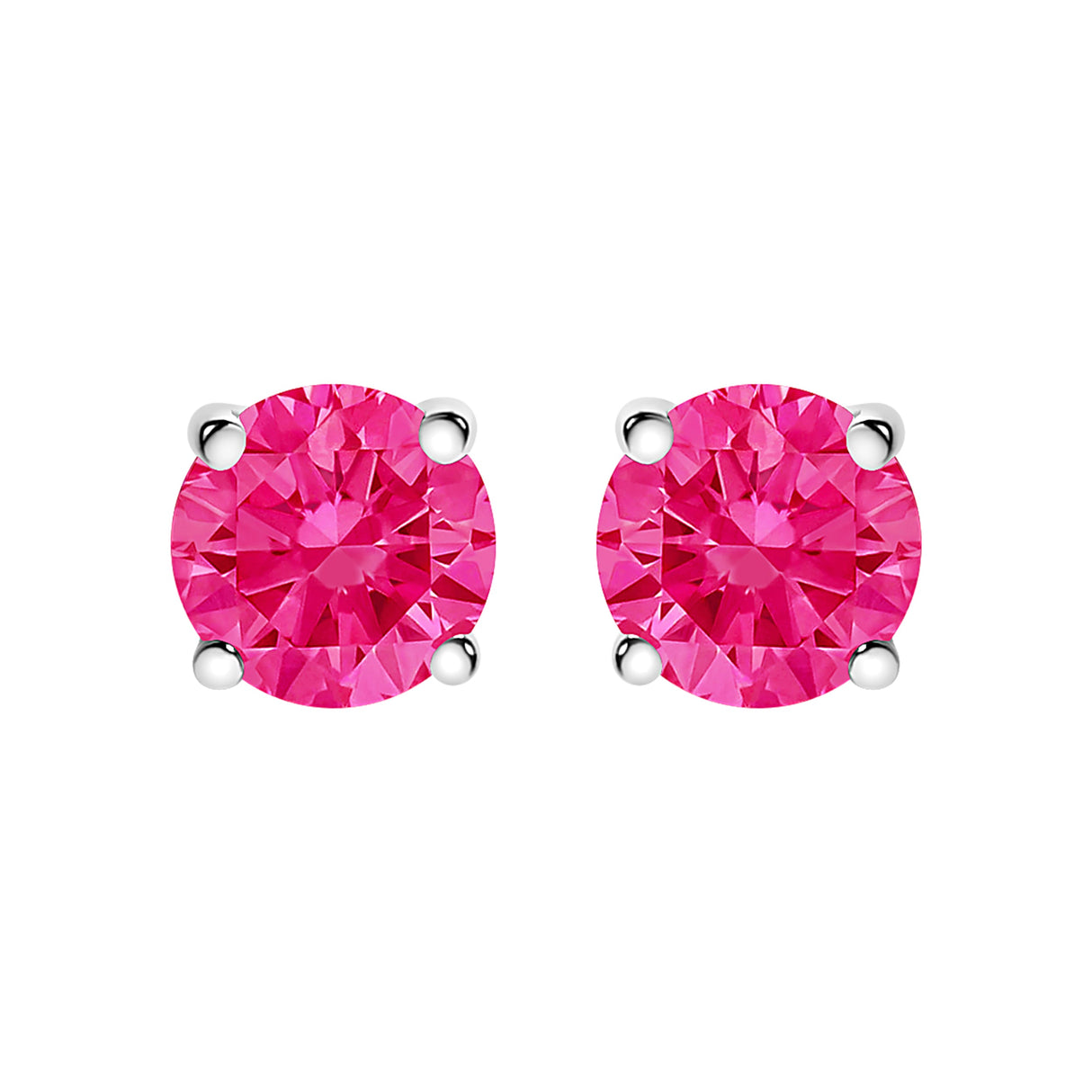 10K White Gold 1/2 Cttw Lab Created Round Brilliant Cut Pink Diamond Classic 4-Prong Solitaire Stud Earrings (Fancy Pink Color, VVS2-VS1 Clarity)