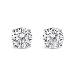 14K Gold Round Lab Grown Diamond Solitaire Stud Earrings with Screw Backs