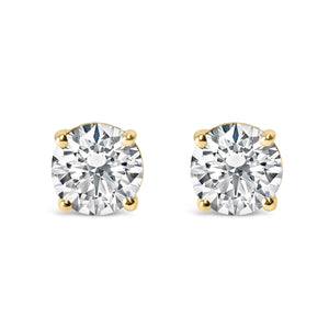 14K White Gold 1.0 Cttw Round Brilliant Cut Lab Grown White Diamond 4-Prong Classic Solitaire Stud Earrings (F-G Color, VS1-VS2 Clarity)
